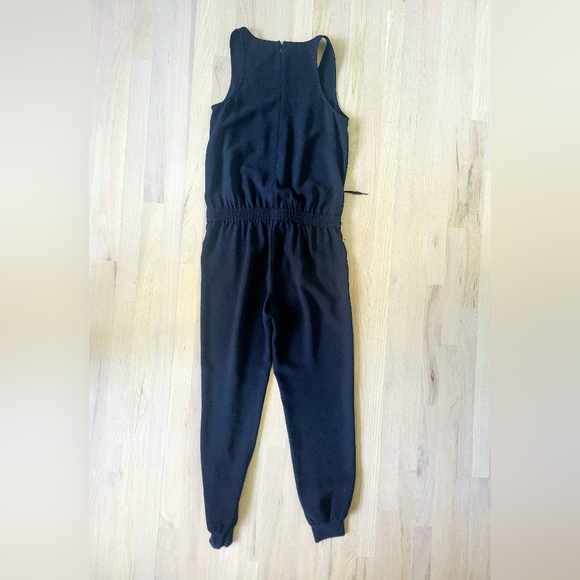 JOIE Black Mardalina Sleeveless Crepe Drawsting Jogger Jumpsuit - Picture 3 of 4